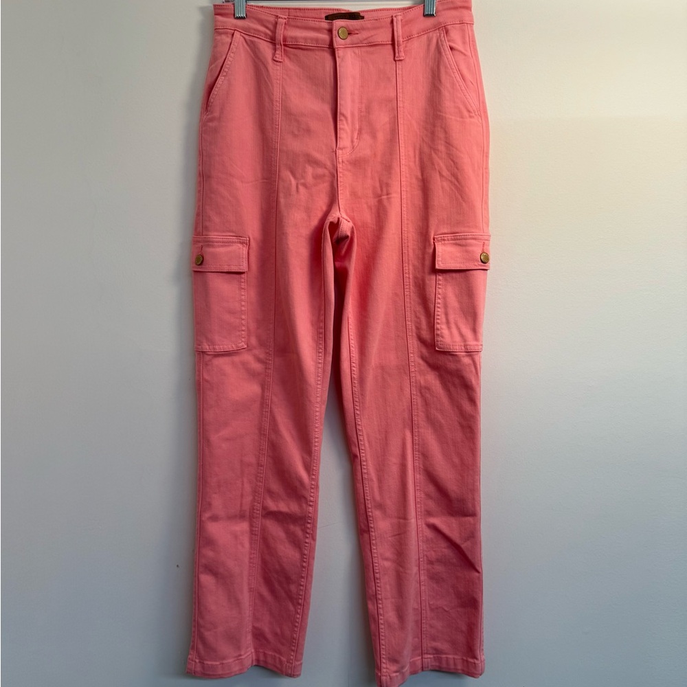 Judy Blue Coral Cargo Pants Womens Size 11/30 High Rise Stretch Utility Pockets
